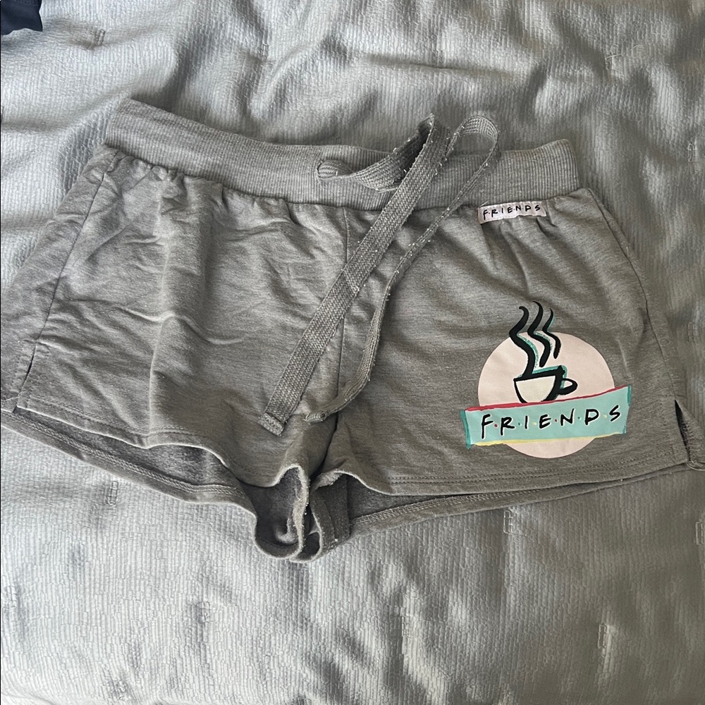 FRIENDS Gray Lounge Shorts with Coffee Graphic